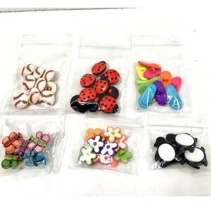 Colorful Plastic Novelty Sewing Buttons Flip Flops Ladybug Baseball Penquin More